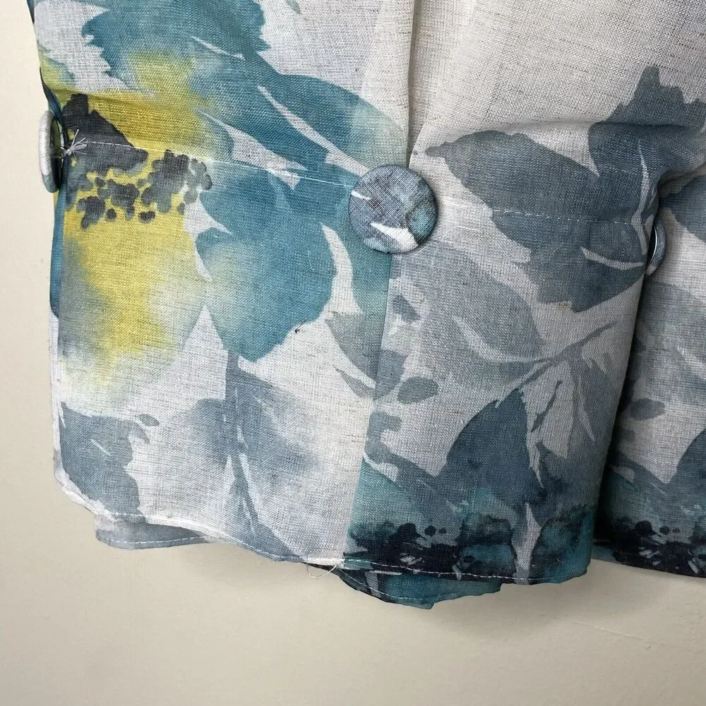 DKNY Aquarelle Window Curtains 2 Panels Inverted Pleat Blue Floral 32 x 108 NEW